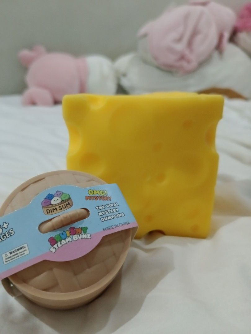 Cheese Squishy Soft Clay Filled with FREE Mini Mystery Dumpling (Category: Designer & Blind Box Toys) located in San Juan City. Submitted by chanellycloe (Listing ID 1460216810, Image 1). Description: °lalamove only °gcash only °no issue °no box °soft clay filled °squishy.