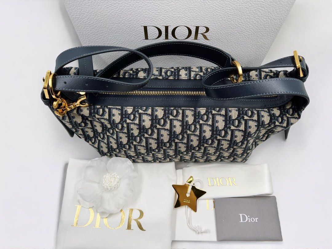 ⚜️Christian Dior - D Journey bag (Category: Luxury Bags & Wallets) located in Makati City. Submitted by 90sangel (Listing ID 1366724255, Image 3). Description: •Item: Christian Dior - Small D-Journey Bag w/ Blue Dior Oblique Jacquard 💙🖤🩶 •Size: 10 x 5.75 x 5.5" •Condition: Brand New condition, giftable, more pictures? — Just DM *This includes original box, dustbag, cards. As seen on influencers. — if u need other colors and size, we can source