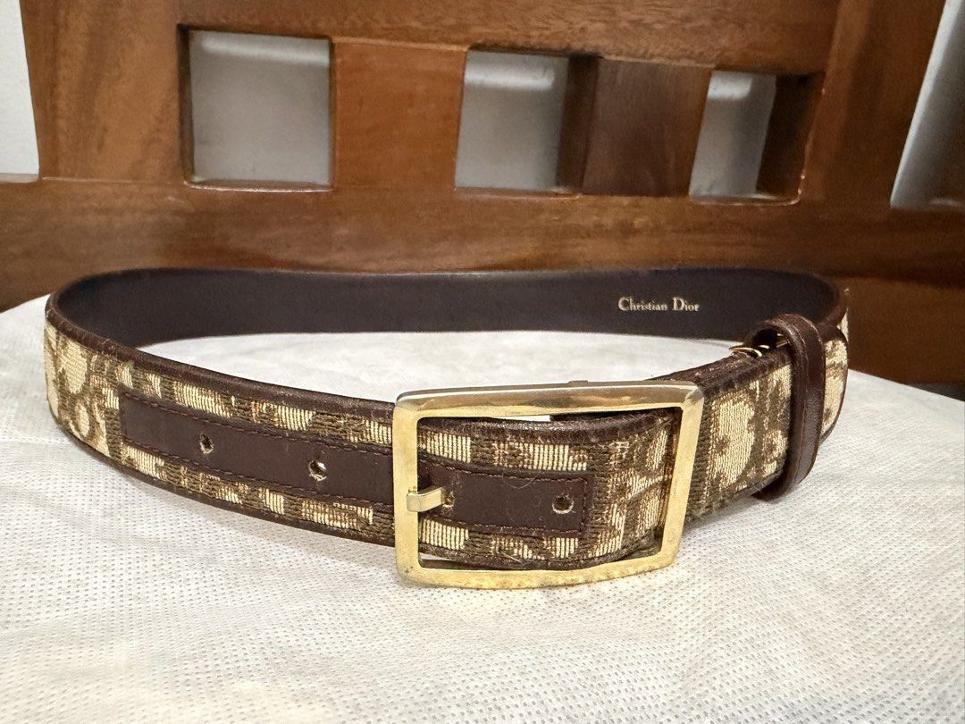 Christian Dior Monogram Vintage Brown Belt (Category: Belts) located in Makati City. Submitted by petite_preloved2 (Listing ID 1460154614, Image 1). Description: 100% Authentic Christian Dior Can fit up to 24 inches waistline only Hardware is still gold Leather part has signs of being vintage Overall still pretty belt.