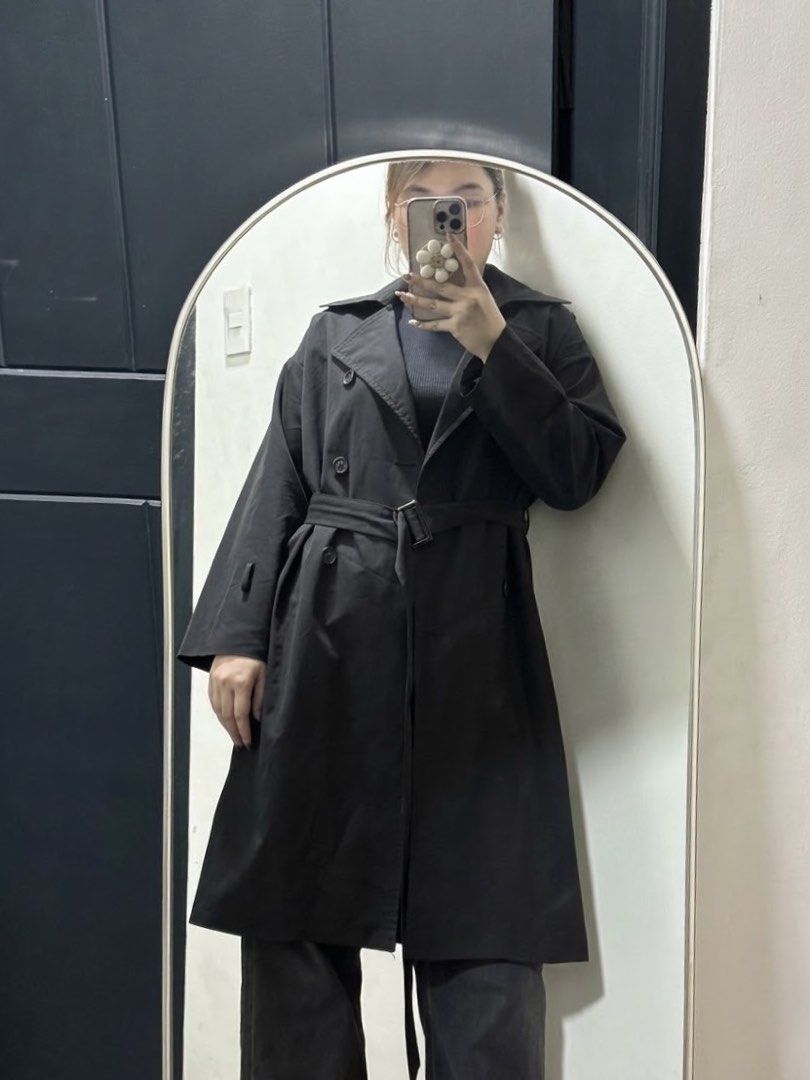 Classic Black Belted Trench Coat (Category: Coats, Jackets and Outerwear) located in Quezon City. Submitted by itsbiancag (Listing ID 1460299855, Image 2). Description: - Classic Black Mid Trench Coat - Fits S-M - Lightweight .