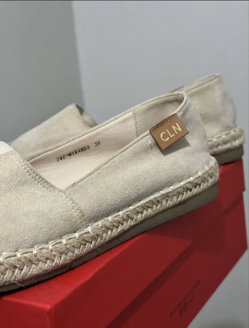CLN Miranda Espadrille Flats Size 36 (Category: Flats & Sandals) located in Manila. Submitted by acluttering (Listing ID 1460218686, Image 3). Description: - Brand: CLN - Model: Miranda - Type: Espadrille Flats - Color: Cream - Size: 38 - Features: Super comfy, easy slip-on style, jute detailing on sole - Occasion: Great for casual wear - Condition: Comes with original box.