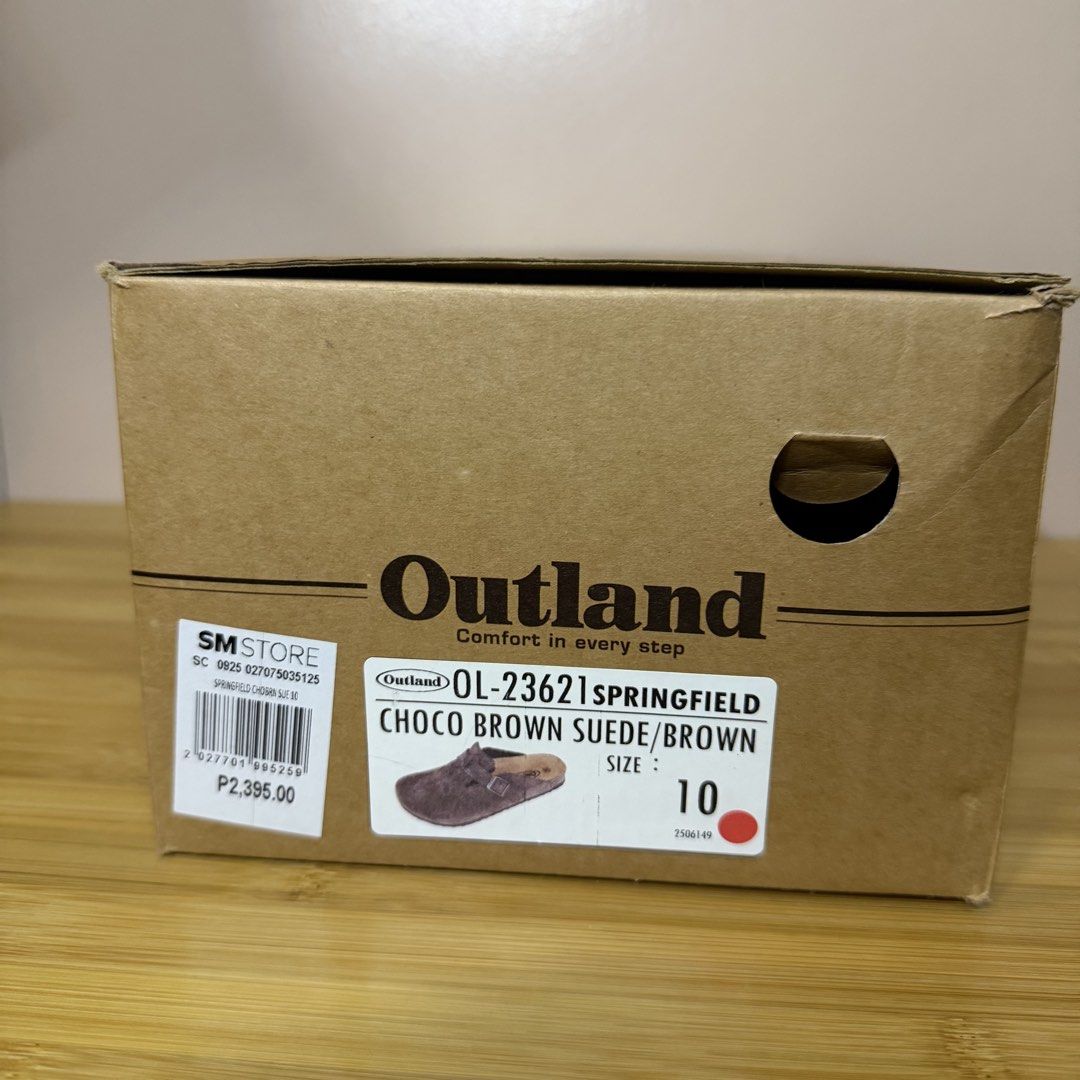 Clogs Outland - Choco Brown Suede (Category: Casual Shoes) located in Bulacan. Submitted by declutter_diary02 (Listing ID 1460138978, Image 2). Description: - Clogs Brown - Size 10 - with box - RFS: upgrade - bought Dec 2025 PLEASE READ ‼️ MOP: Gcash or Bank transfer MOD: Lalamove/Grab or J&T (PICKUP ONLY) Pickup time 12 PM ONWARDS BUYER WILL BOOK, for your tracking po Location: Marilao, Bulacan (Full details will be provided once the sale is con