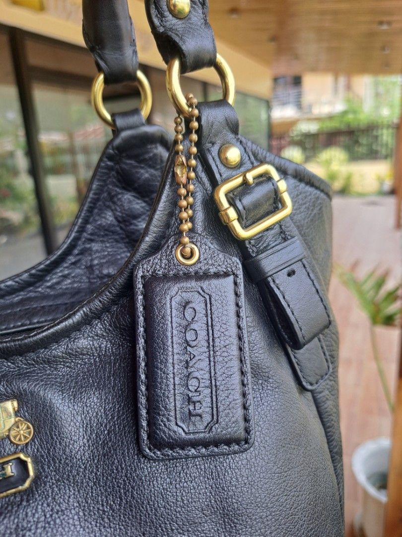 Coach Black Madison Hobo Tote Bag (Category: Luxury Bags & Wallets) located in Tagum. Submitted by luxestreetbags (Listing ID 1460117324, Image 3). Description: Maganda at tibay talaga ng quality kapag vintage 😻😻 Authentic/Original Coach Black Madison Hobo Tote Bag, Preloved Ukay ‼️‼️👜👜 Made in China With code Ykk zipper Inclusions: Cards Ganda pa talaga 😻😻Please zoom in and zoom out to appreciate and to know the actual condition of the ite