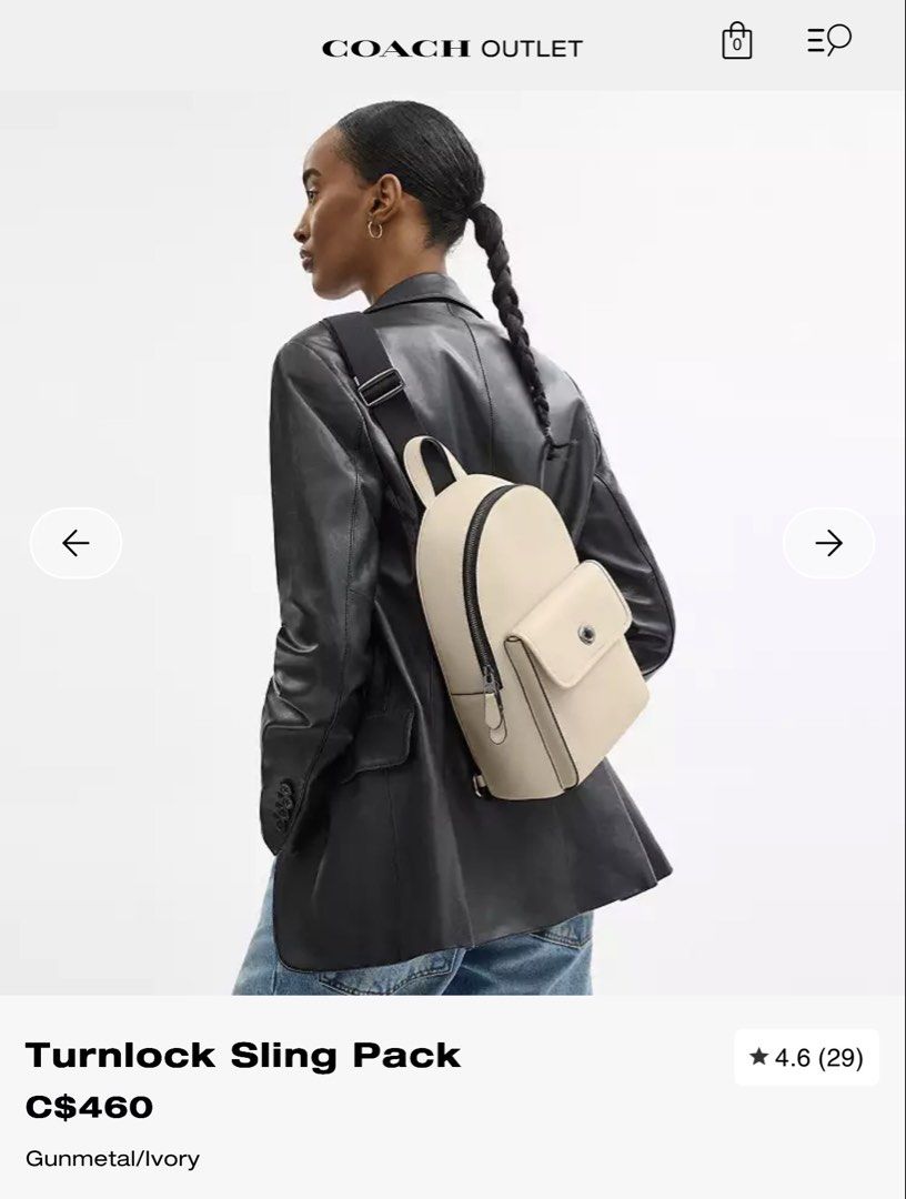 Coach Crossbody bag (Category: Cross-body Bags) located in San Pedro. Submitted by heyitsanne (Listing ID 1460230360, Image 2). Description: Coach turnlock sling pack Used once Authentic, bought from the US 2500 pesos.