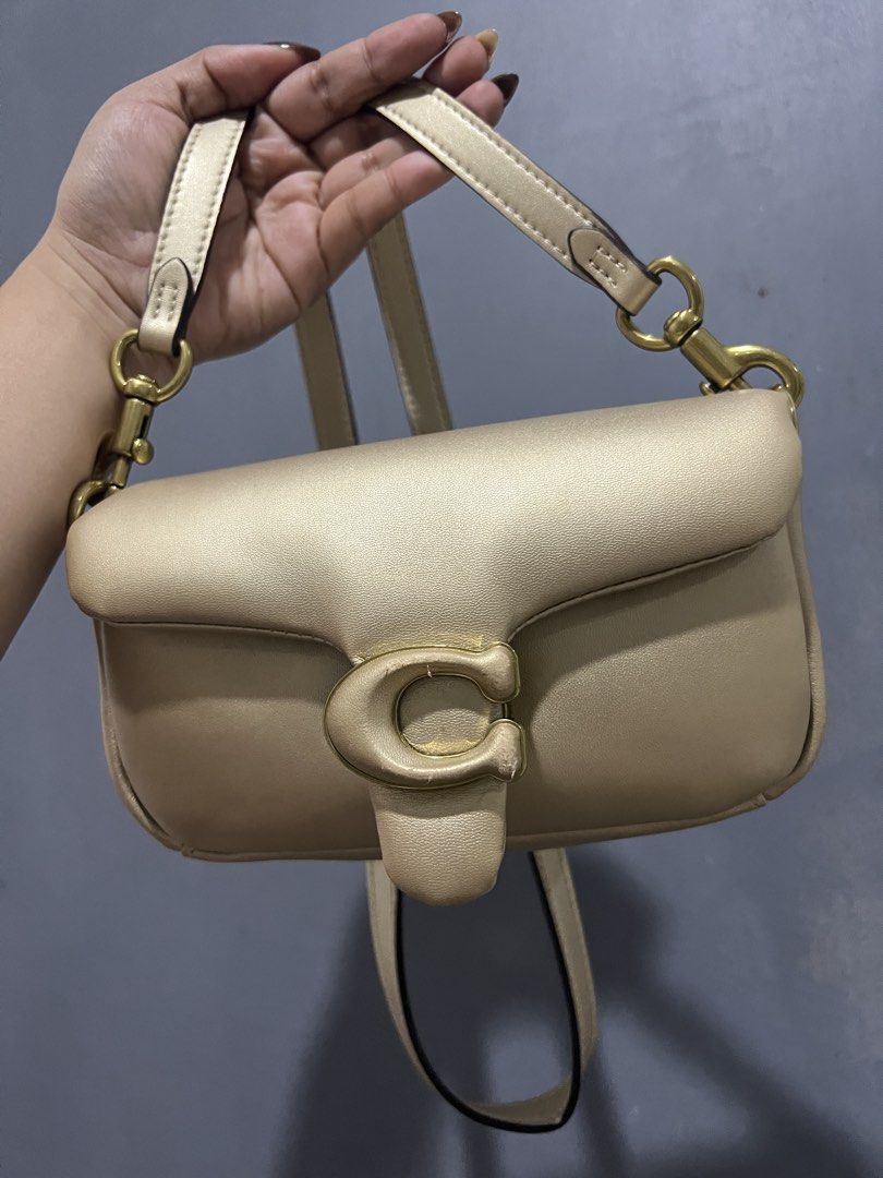 Coach Pillow Tabby Shoulder Bag 18 Gold (Category: Luxury Bags & Wallets) located in Manila. Submitted by frvryhang_ (Listing ID 1460242923, Image 1). Description: Bought in japan Logo has some flaws With extra strap.