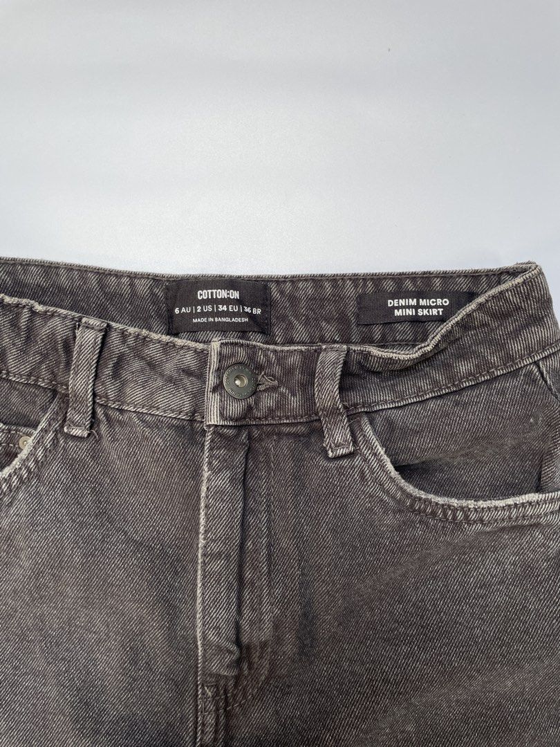 Cotton On Denim Micro Mini Skirt - Washed Black (Category: Skirts) located in Davao. Submitted by riab_qt (Listing ID 1460302431, Image 2). Description: - Cotton On washed black denim micro mini skirt - Frayed hem detail - Distressed rip on back right pocket - Button and zip closure - Classic five-pocket styling - Perfect staple piece for your wardrobe - Size 27” | Length 14”.