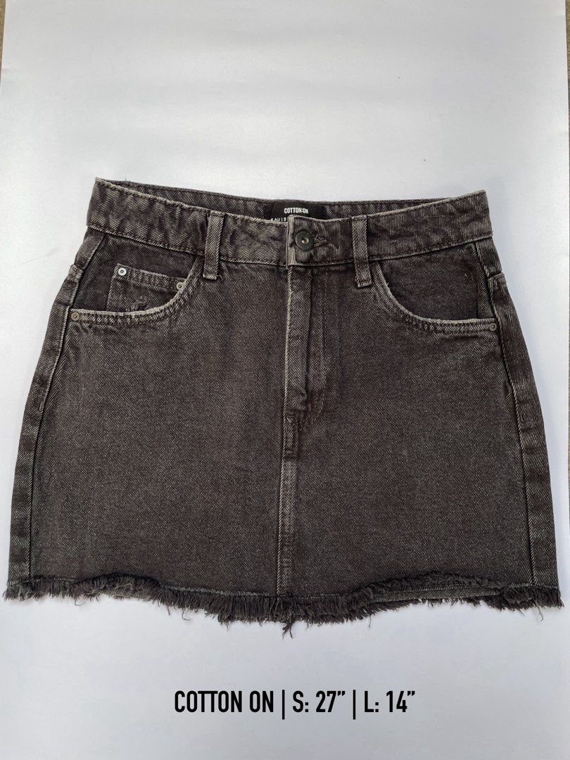 Cotton On Denim Micro Mini Skirt - Washed Black (Category: Skirts) located in Davao. Submitted by riab_qt (Listing ID 1460302431, Image 1). Description: - Cotton On washed black denim micro mini skirt - Frayed hem detail - Distressed rip on back right pocket - Button and zip closure - Classic five-pocket styling - Perfect staple piece for your wardrobe - Size 27” | Length 14”.