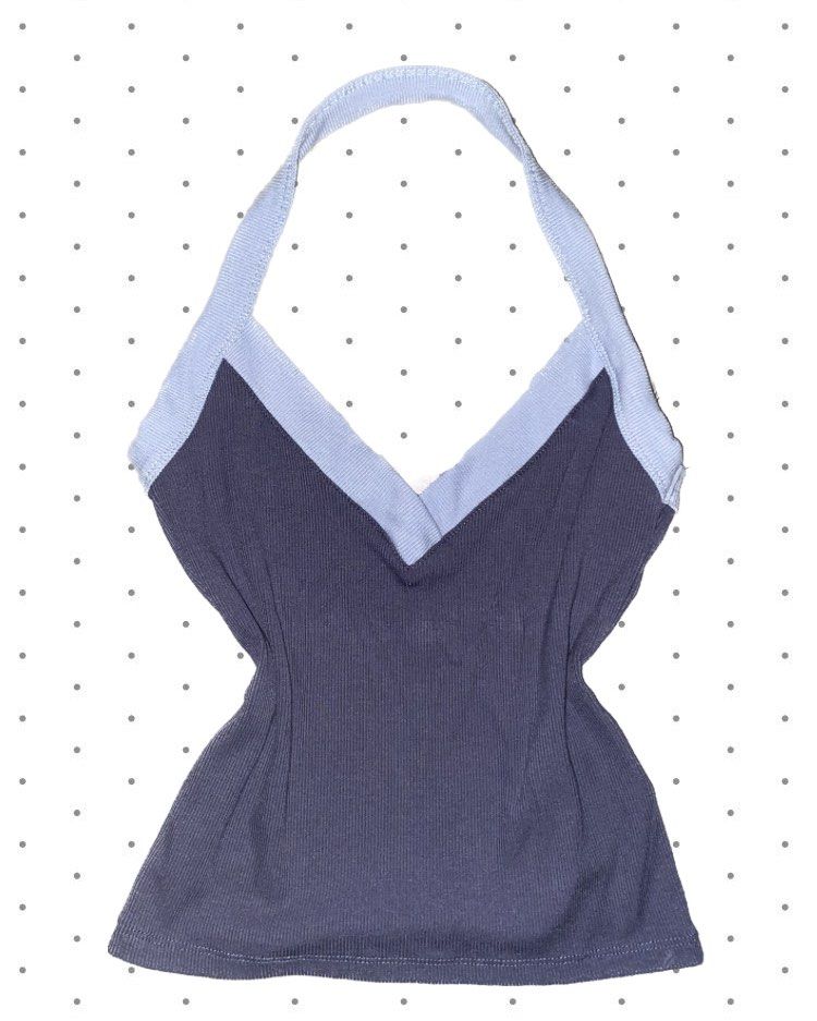 Cotton On ribbed halter top - blue & navy (Category: Sleeveless) located in Quezon City. Submitted by julesoutfitters (Listing ID 1460193432, Image 1). Description: - navy blue with light blue trim - ties around the neck - ideal for summer outfits - worn once only - payment through bank transfer - don’t hesitate to message me if u have any questions or want more pictures ! 🧑🏻‍🩰.