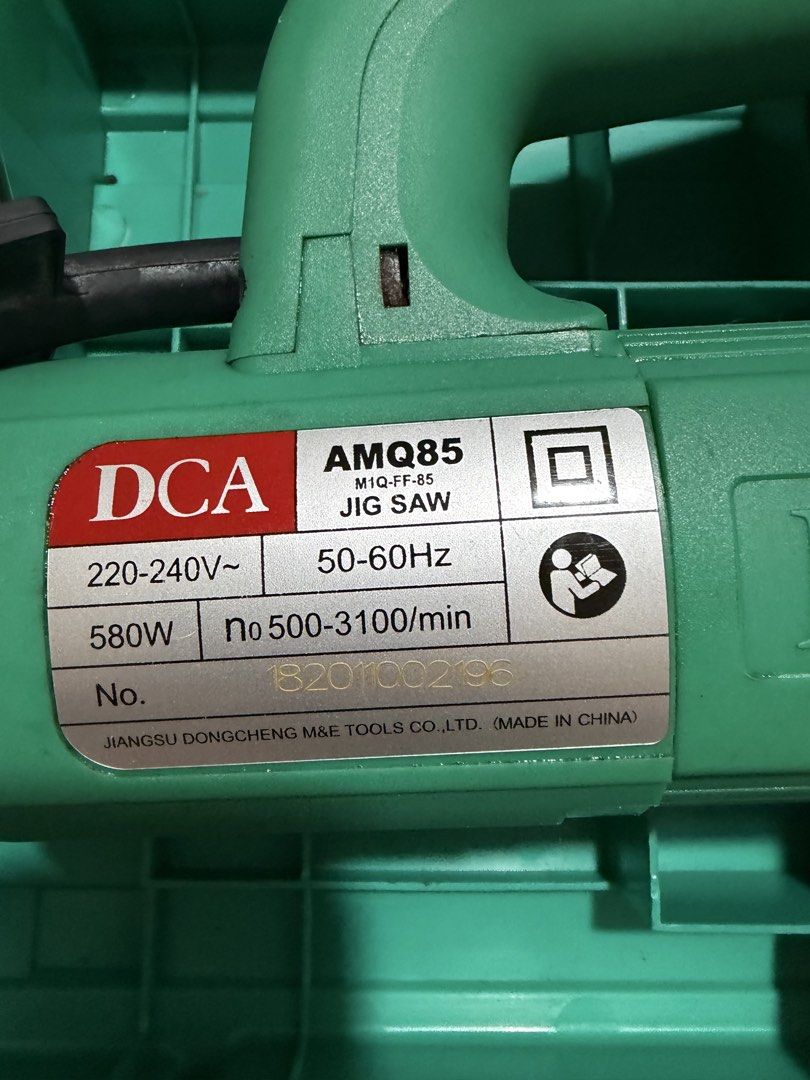 DCA AMQ85 Jig Saw with Case and Accessories (Category: Construction Tools & Equipment) located in Quezon City. Submitted by lucky.chitolu (Listing ID 1460151459, Image 3). Description: for sale only DCA jigsaw cutter AMQ85 model 580W brandnew po binili hindi pa nagamit good as brand new complete with case, screw driver and blades brandnew price 3,300 selling for only 1,800 location zabarte novaliches qc or UP diliman qc rfs no time for DIY projec