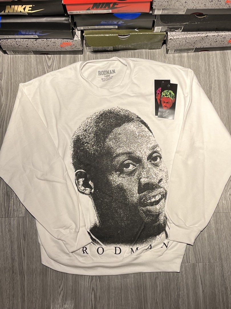 Dennis Rodman Portrait Crewneck (Category: Coats, Jackets and Outerwear) located in Baguio. Submitted by whyjii (Listing ID 1460170223, Image 1). Description: Dennis Rodman Portrait Crewneck •Size L • BRAND NEW.