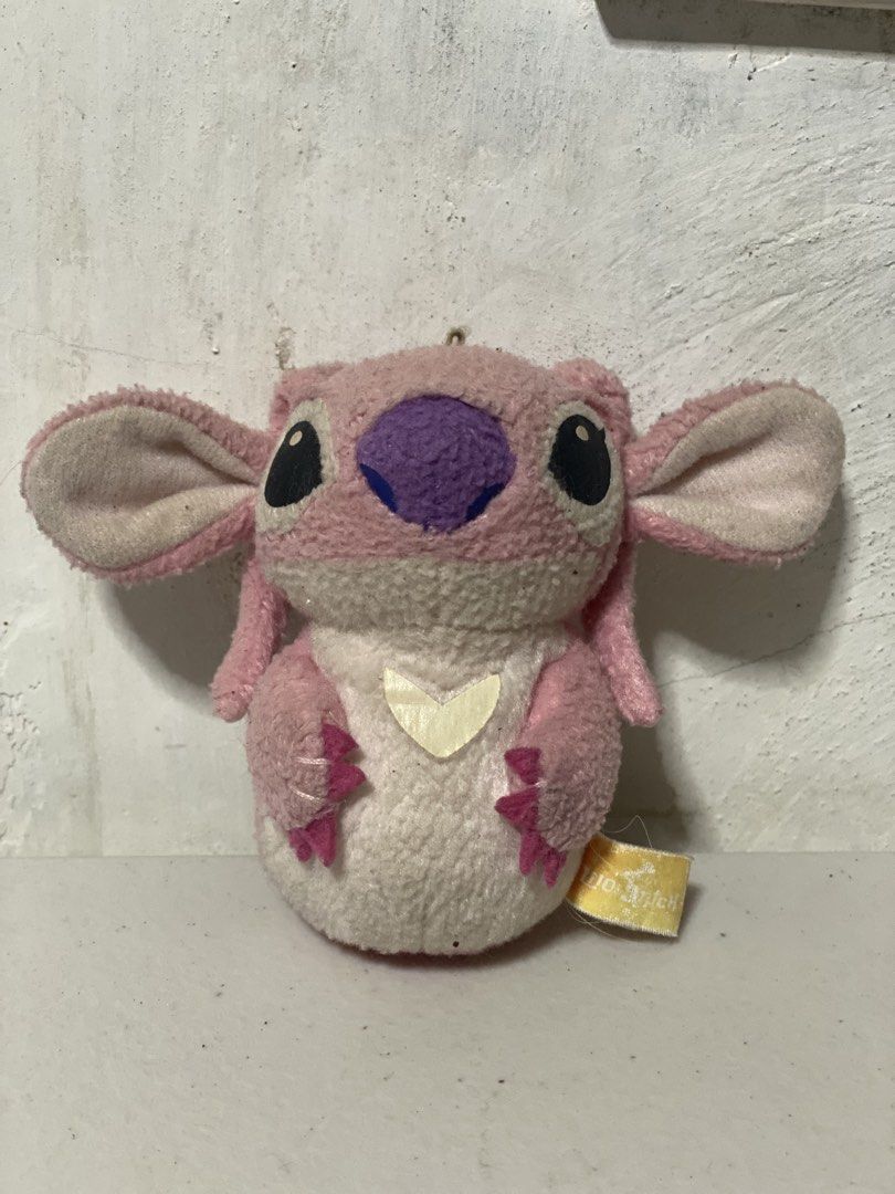Disney Angel Plush Toy Pink (Category: Plushies & Soft Toys) located in Manila. Submitted by kuya_moto (Listing ID 1460278420, Image 1). Description: - Adorable pink Angel plush toy from Disney - Character from Lilo & Stitch - Features cute big ears - Heart detail on chest - Small yellow tag attached - Soft and huggable material - Ideal gift for Lilo & Stitch fans.