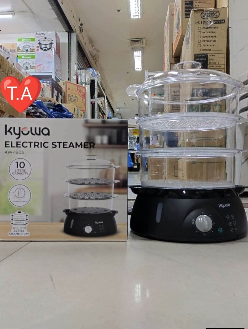 Electric steamer (Category: Irons & Steamers) located in Manila. Submitted by ncledlcrz (Listing ID 1460248952, Image 1). Description: Original kyowa Electric steamer Php: 2500. Only. Size: 10L With timer 3 layer.