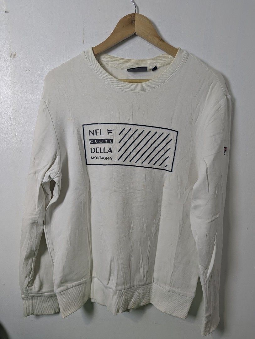 Fila Crewneck Sweatshirt for Men - Large (Category: Coats, Jackets and Outerwear) located in Quezon City. Submitted by activefitforless (Listing ID 1460236702, Image 2). Description: All items are preloved / thrifted and may show normal signs of previous use. Any noticeable flaws will be disclosed whenever possible. Please check the actual item photos and measurements before purchasing. AI-generated model images are used for styling and fit refer