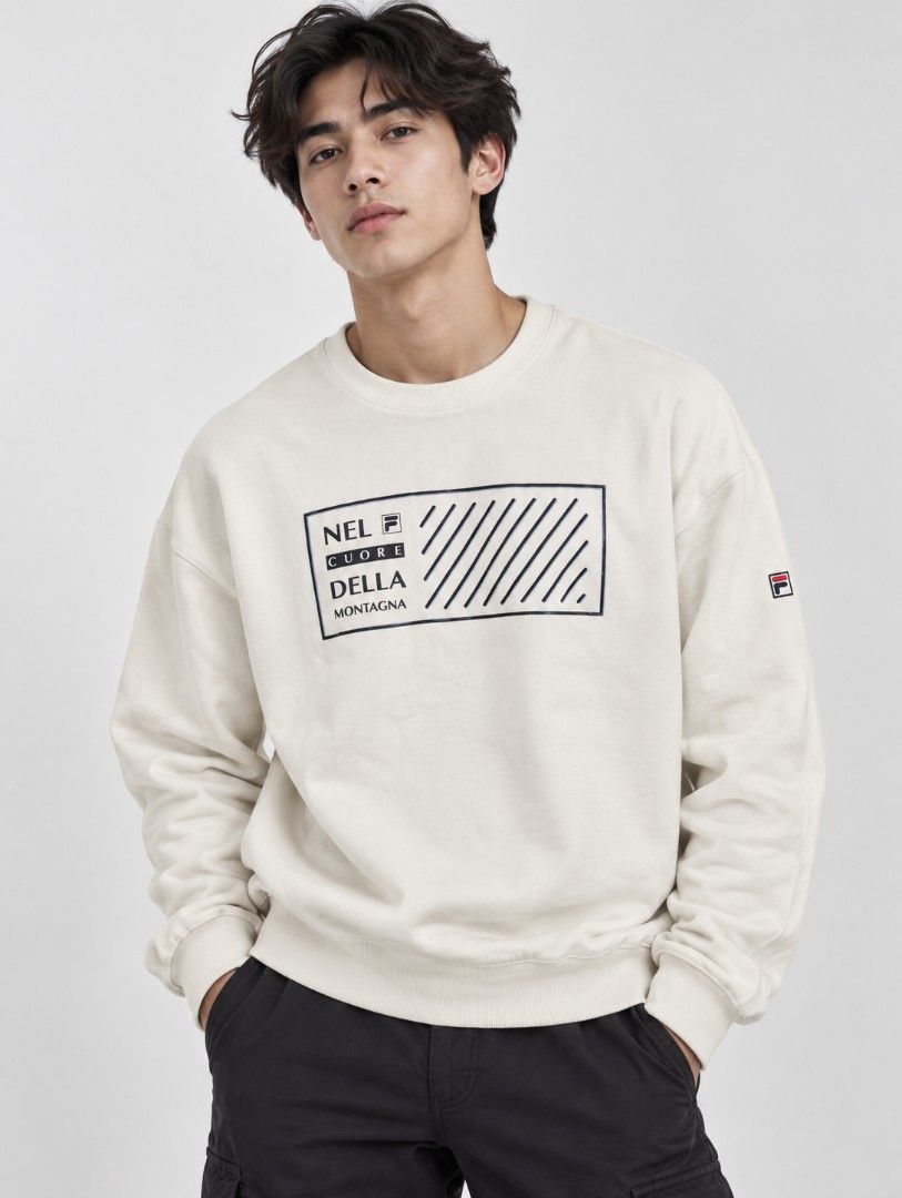 Fila Crewneck Sweatshirt for Men - Large (Category: Coats, Jackets and Outerwear) located in Quezon City. Submitted by activefitforless (Listing ID 1460236702, Image 1). Description: All items are preloved / thrifted and may show normal signs of previous use. Any noticeable flaws will be disclosed whenever possible. Please check the actual item photos and measurements before purchasing. AI-generated model images are used for styling and fit refer