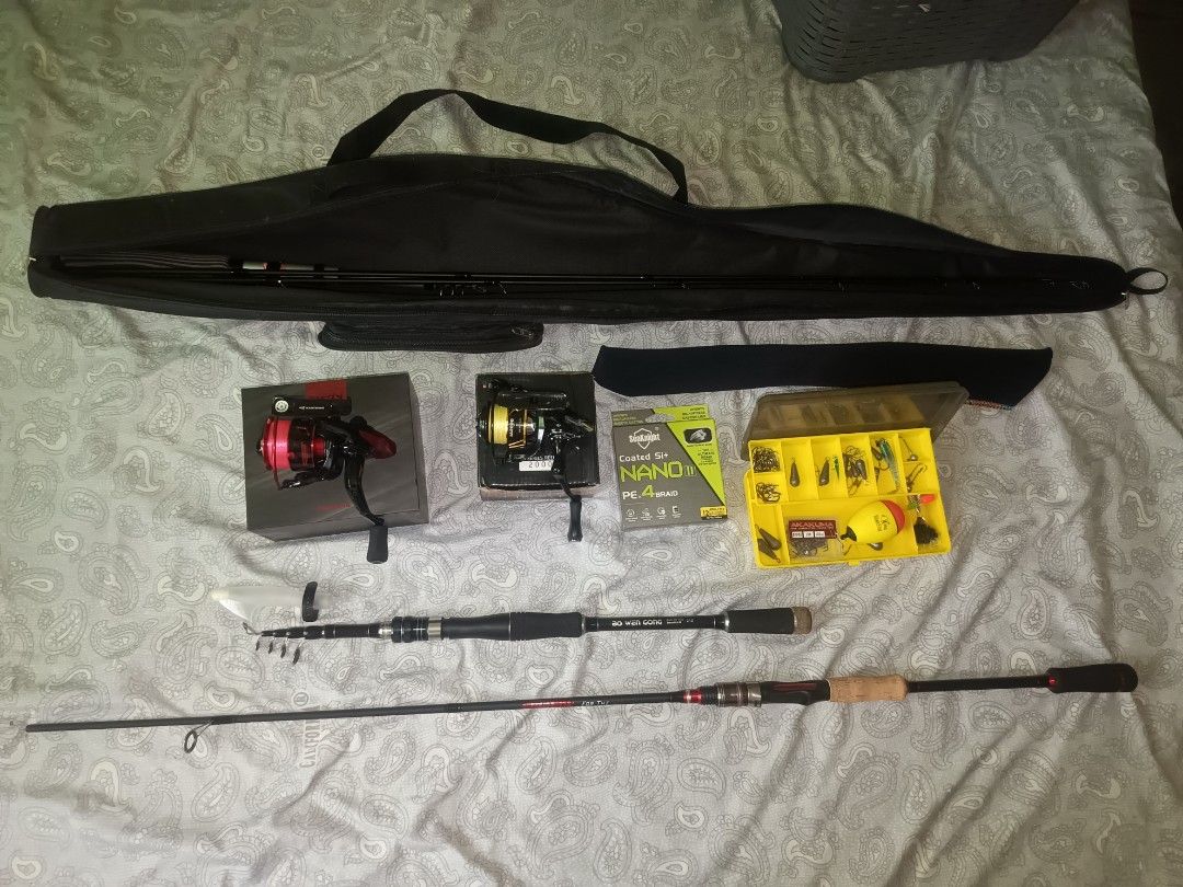 Fishing Equipments! 🎣 (Category: Fishing) located in Manila. Submitted by criib (Listing ID 1460167516, Image 3). Description: PRICE 4000 NEGO! • Mavllos TAKUMI Trout 2000 series - (Seaknight Nano II 12LB line) Spinning Fishing Reel Ratio 5.2:1 Mavllos Carbon Telescopic - Spinning Fishing Rod M Power 2.1m • KastKing Sharky III 3000 series - Spinning Reel 5.2:1 (used once field test) Shadow For The Win - M/ML 2 Tips Fishing Rod 2.1m Carbon Fibre 