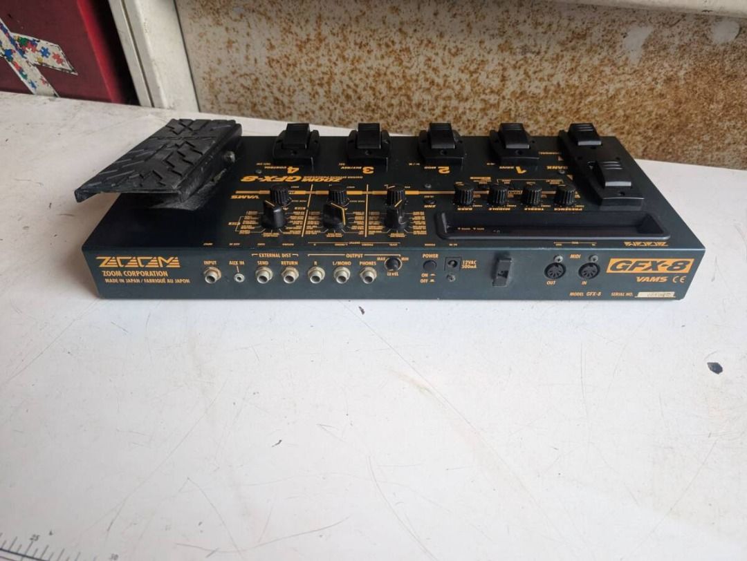 For Sale Only Zoom GFX-8 Multi effects (Category: Musical Instruments) located in Makati City. Submitted by ravengabby (Listing ID 1460301183, Image 2). Description: Zoom GFX-8 guitar effects processor. Features include input, aux in, external dist, send, return, output, and MIDI in/out. Includes a built-in expression pedal and multiple footswitches for control. Made in Japan. Model GFX-8. Loc. Las Piñas Zapote. PH Pick up or via Lalamove - SF is