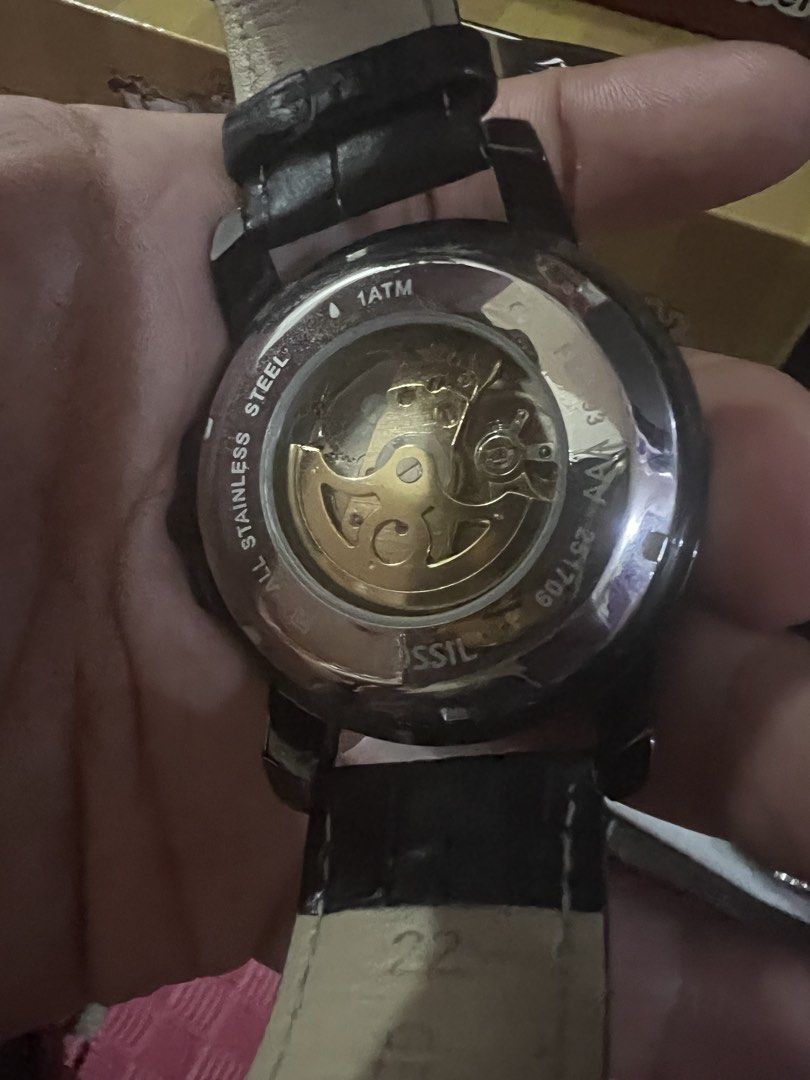 Fossil Automatic Skeleton Watch Black Leather Strap (Category: Men's Watches) located in Guiguinto. Submitted by wentoyz (Listing ID 1454957720, Image 3). Description: - Fossil Automatic Watch - Black dial with elegant Roman numerals - Skeleton face showcasing the intricate inner workings - black leather strap - Versatile for both daily wear and formal occasions.