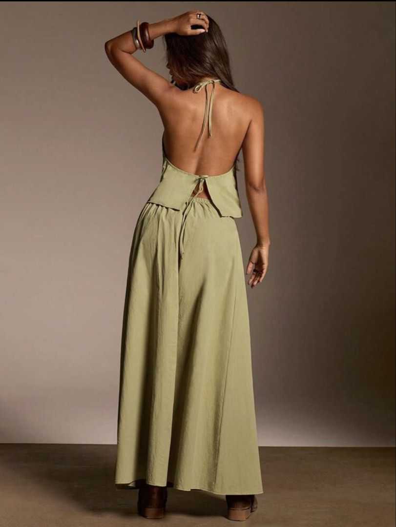 Green Coords Set (Category: Sets or Coordinates) located in Rizal. Submitted by gracefullykept (Listing ID 1460275118, Image 2). Description: - Item: Olive Green Coords Set (Backless Top & Maxi Skirt) - Size: S - Condition: Brandnew - Vibe: Boho / Beach Vacation / Summer Outfits 🚛 MOD: J&T / Lalamove 💰 MOP: GCash 💌 Send a direct message for actual pic.