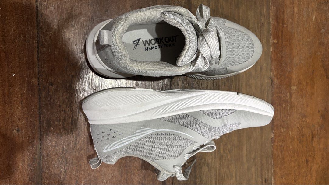 Grey Workout Memory Foam Athletic Shoes (Category: Sneakers) located in Manila. Submitted by daisiestuffph (Listing ID 1460179215, Image 2). Description: - Grey athletic shoes - Memory foam insoles for comfort - Secure lace-up closure - Made in Bangladesh - Size: 7 UK / 5 EUR / 38 US - Ideal for workouts and everyday wear.