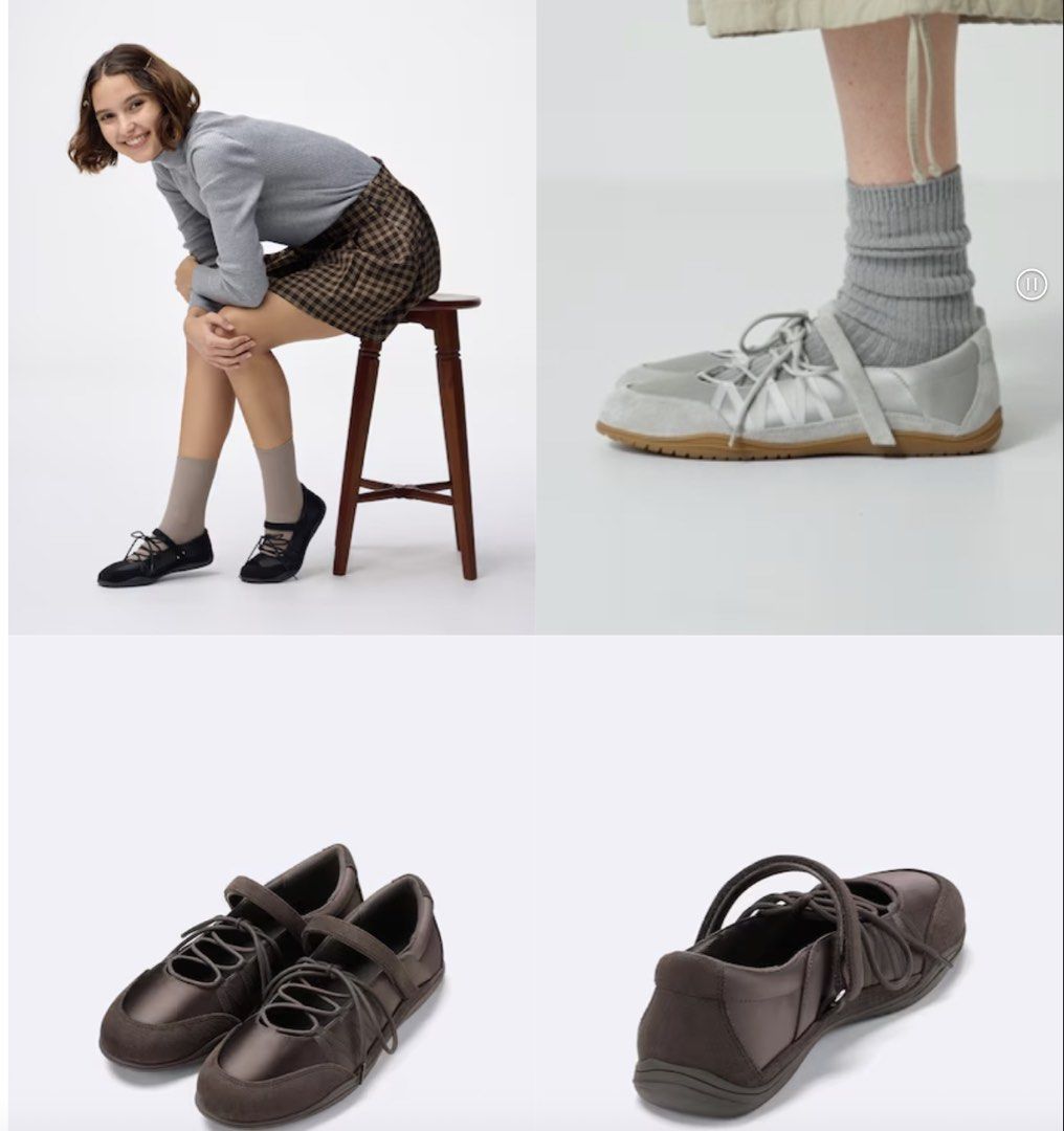 GU brown lace up ballet sneakers (Category: Sneakers) located in Makati City. Submitted by kaykutz (Listing ID 1460163810, Image 3). Description: No tag but never worn, just tried on indoors. You can check soles of shoes. Size 5/5.5 22.5cm .
