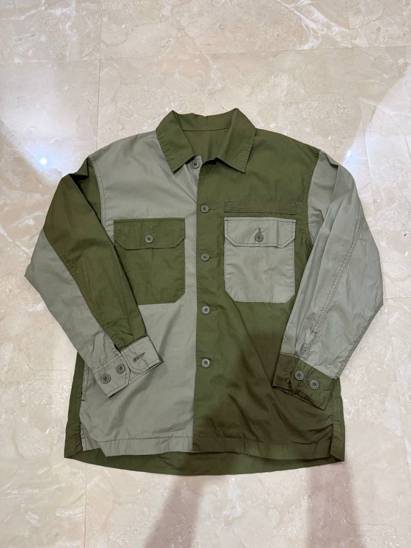 GU Two-toned Olive Military-style Utility Jacket (Category: Coats, Jackets and Outerwear) located in San Mateo. Submitted by 3hourz (Listing ID 1460242420, Image 1). Description: Check pictures for measurements Size S on tag.