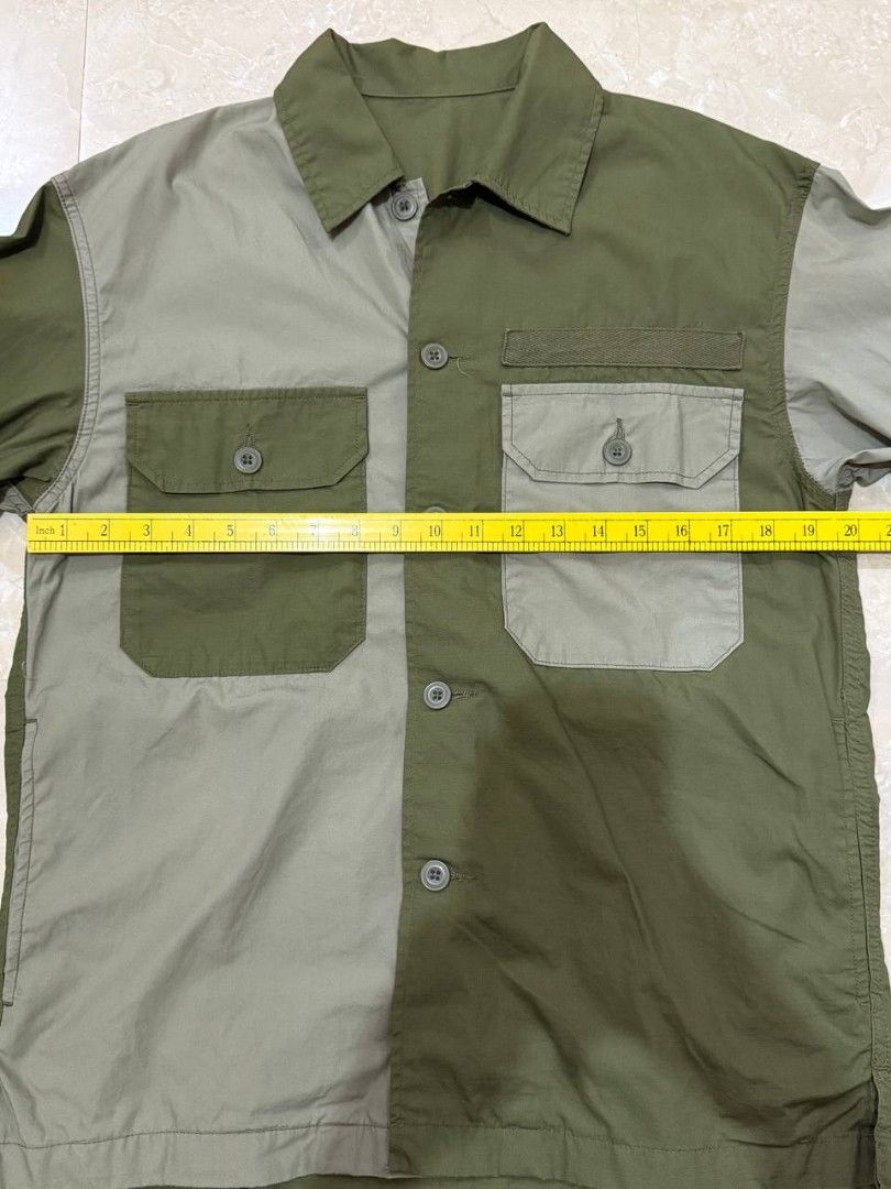 GU Two-toned Olive Military-style Utility Jacket (Category: Coats, Jackets and Outerwear) located in San Mateo. Submitted by 3hourz (Listing ID 1460242420, Image 2). Description: Check pictures for measurements Size S on tag.