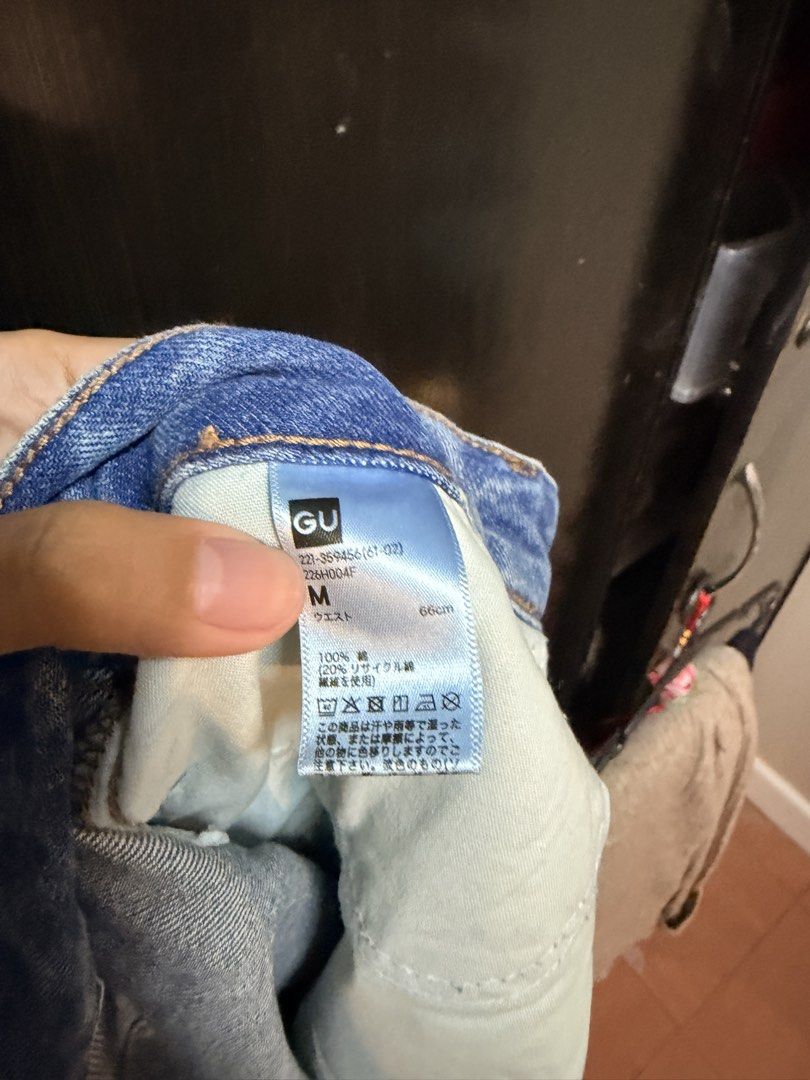 GU Wide Leg Denim Pants (Category: Jeans) located in Quezon City. Submitted by njan19 (Listing ID 1460120131, Image 3). Description: - GU Light Wash Wide Leg Jeans - Size: Medium (M) - Material: 100% Cotton - Fit: Relaxed, Wide Leg, Super Comfy - Features: Classic five-pocket style, button and zip closure - Fits 26-28 inches waist - Style: Perfect for casual outfits.