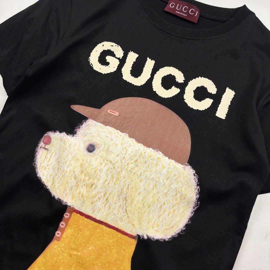 Gucci Cute Dog Graphic (Category: Shirts) located in Makati City. Submitted by ragrepository (Listing ID 1460247205, Image 2). Description: Gucci Cute Dog Graphic Kids, Fits Womens XS Length- 23” Pit to pit- 16.5” Sleeves- 7” Shoulder-16” Condition- 9.5/10 Flaw- None .