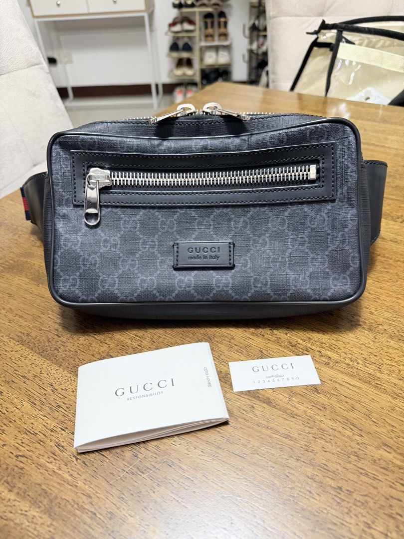 Gucci GG Supreme Web Night Belt Bag (Category: Luxury Bags & Wallets) located in Quezon City. Submitted by christineboller (Listing ID 1460247002, Image 1). Description: Gucci GG Supreme Web Night Courier Belt Bag. In almost new condition, serial no. 474293 520981 with care card and tag for only P48k. Size: W 23cm x H 15cm Strap 109cm.