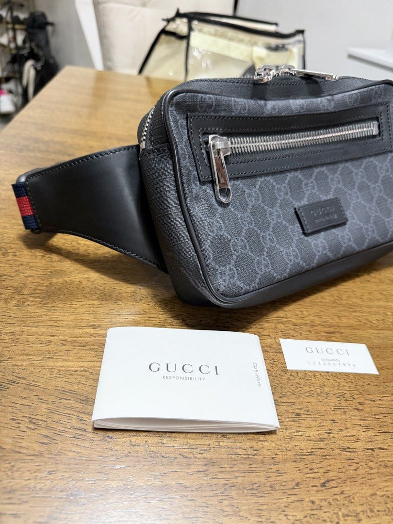 Gucci GG Supreme Web Night Belt Bag (Category: Luxury Bags & Wallets) located in Quezon City. Submitted by christineboller (Listing ID 1460247002, Image 2). Description: Gucci GG Supreme Web Night Courier Belt Bag. In almost new condition, serial no. 474293 520981 with care card and tag for only P48k. Size: W 23cm x H 15cm Strap 109cm.