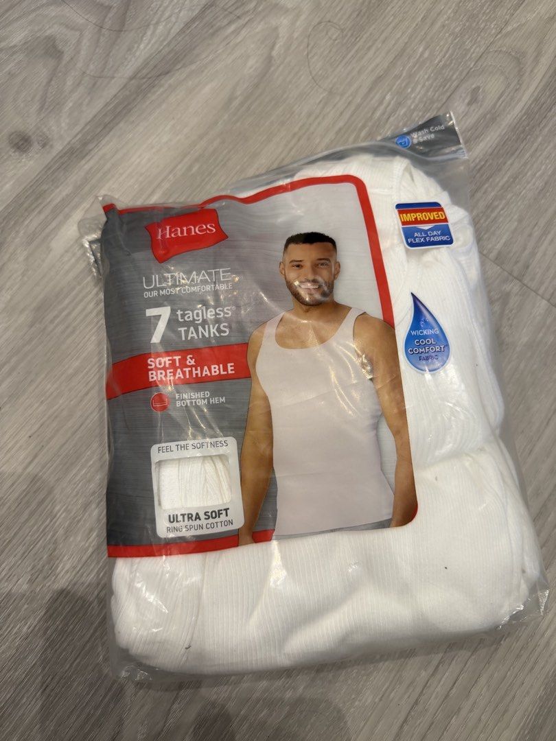 Hanes Sando/White Tank - 7 pcs Size S (Category: Sleep and Loungewear) located in Angeles City. Submitted by mkp125 (Listing ID 1460166909, Image 1). Description: - srp at $42 - chest 34-36” - payment via gcash/bpi - sf c/o buyer at P70-90.