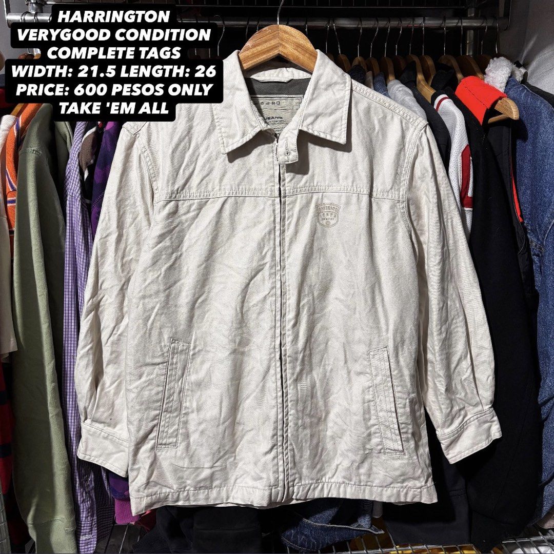 Harrington Jacket - Very Good Condition (Category: Coats, Jackets and Outerwear) located in Caloocan City. Submitted by bonsatocha43876 (Listing ID 1460252057, Image 1). Description: - Harrington jacket - Complete tags included - Measurements: Width 21.5 inches, Length 26 inches - Price: PHP 600 only.