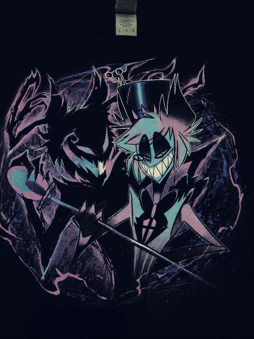 HAZBIN HOTEL ALASTOR & HIS SHADOW (Category: Tshirts & Polo Shirts ) located in Santa Rosa. Submitted by dreicobsthrift (Listing ID 1460243497, Image 2). Description: HAZBIN HOTEL ALASTOR & HIS SHADOW Large L29 W22 Excellent condition Color rate: 9.8/10 or better Mine: 399+sf w/ unnoticeable 2 repaired pinhole.