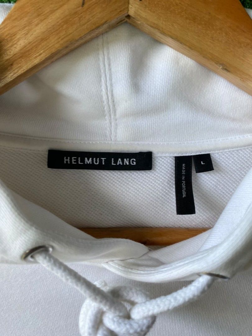 Helmut Lang HL Logo Hoodie White (Category: Luxury Apparel) located in Zamboanga. Submitted by rkrey (Listing ID 1460226050, Image 2). Description: Helmut Lang Box Logo White Hoodie Width 23.5 inches Length 30 inches No Issue & in Excellent Condition.