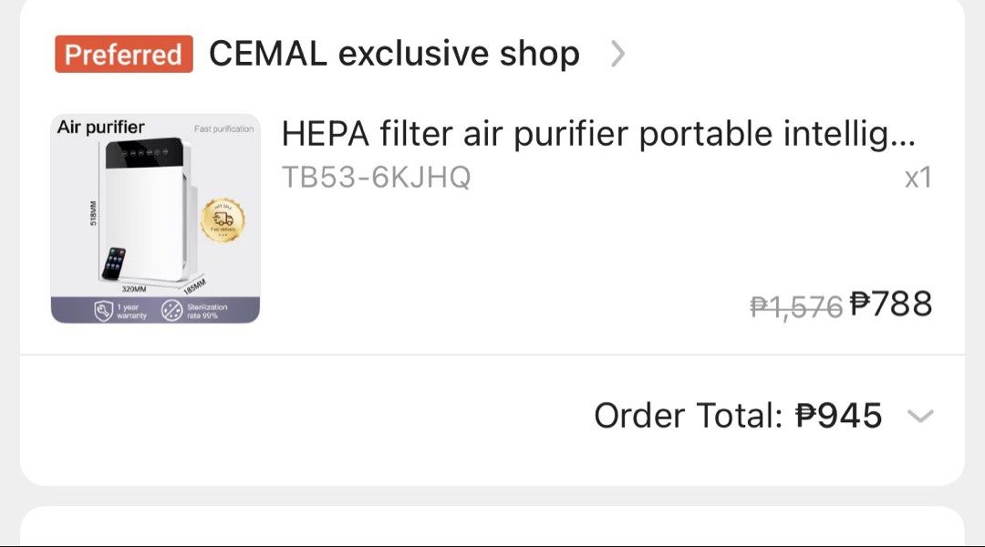 HEPA Air purifier (Category: Home Improvement Tools & Accessories) located in Muntinlupa City. Submitted by girlblunt (Listing ID 1460151588, Image 2). Description: Air purifier used still in good condition.