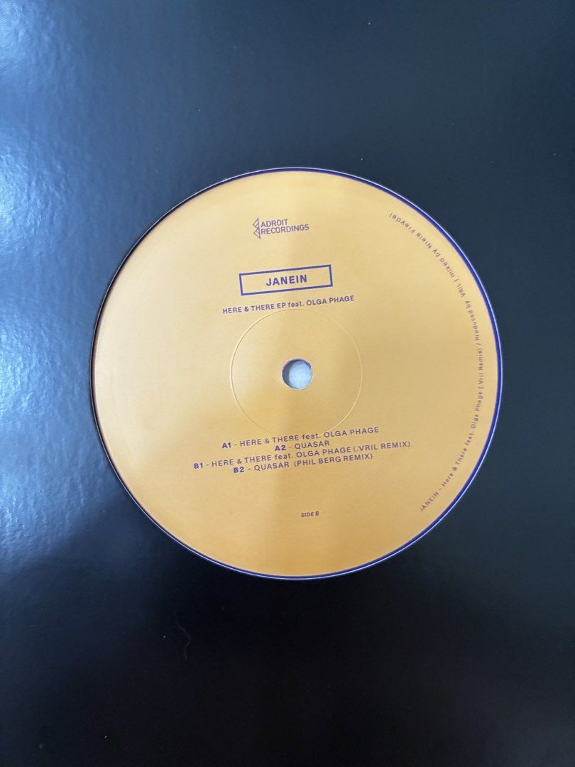 Here & There EP - Janein Vinyl Record (Category: Vinyls) located in Quezon City. Submitted by 003___ (Listing ID 1460117657, Image 1). Description: Title: Here & There EP feat Olga Phage Artist: Janein Genre: Techno Year: 2025 Condition: NM Sleeve Condition: NM.