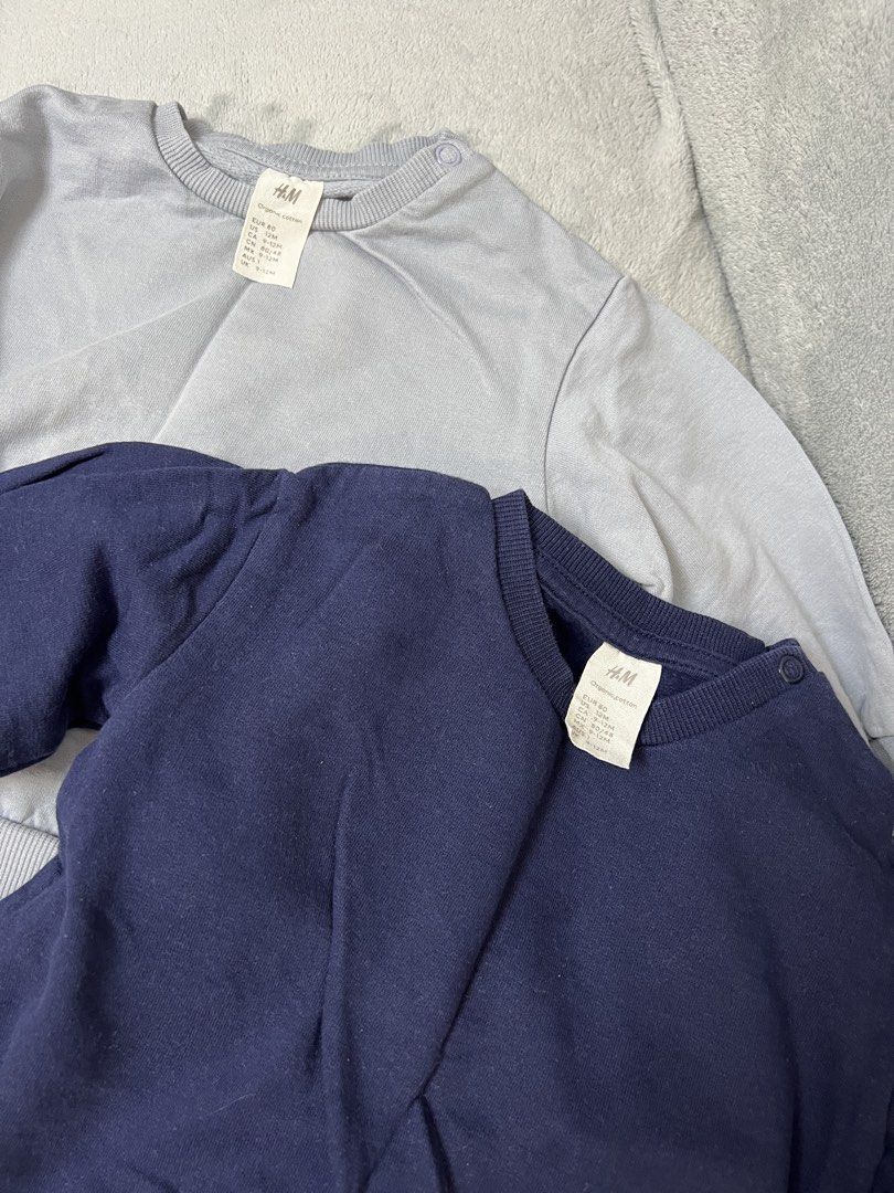 H&M Sweatshirt and Pants 2 Sets - Navy & Blue Grey (Category: Babies & Kids Fashion) located in Marikina City. Submitted by aikavml (Listing ID 1460296953, Image 2). Description: - Two H&M Babies Loungewear Sets - Navy Blue and Light Blue Grey - size US 12m - Made from a soft cotton blend - Perfect for everyday wear and playtime Pick up loc: Fortune Marikina.