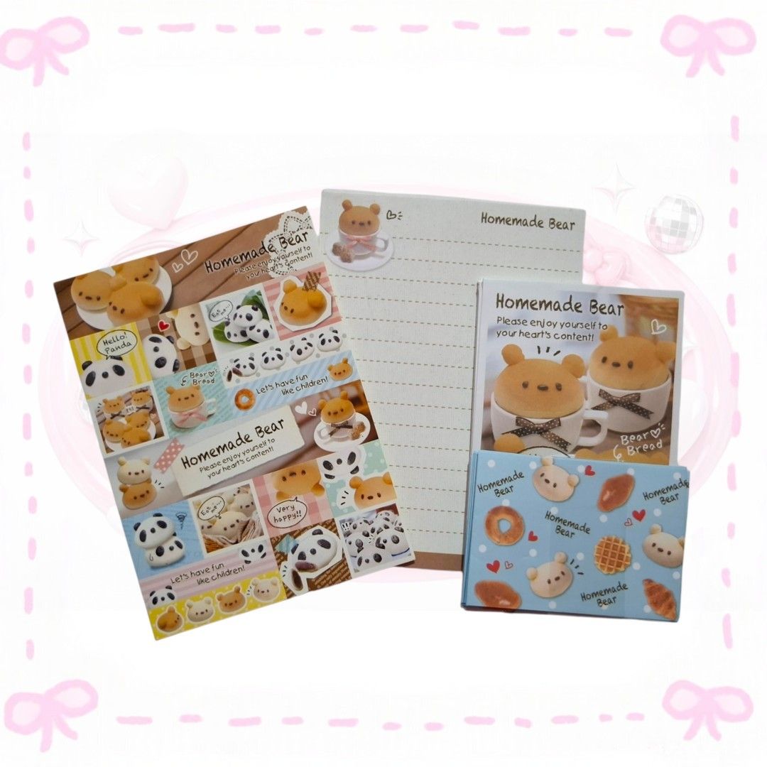 Homemade Bear & Panda Stationery Set (Category: Other Stationery & Craft) located in Sorsogon. Submitted by mitchelle0425 (Listing ID 1460267361, Image 1). Description: - Adorable Homemade Bear & Panda themed stationery set. - Includes: Stickers, Notepad, Small box of decorative paper. - Ideal for journaling, scrapbooking, and letter decoration. - Features cute bears and pandas enjoying treats. - Perfect for kawaii stationery lovers..