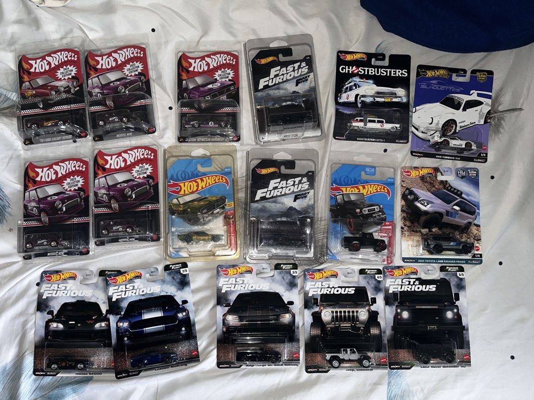 Hot Wheels (Category: Vehicle & Diecast Models) located in Manila. Submitted by joaqscost (Listing ID 1460289116, Image 1). Description: dm for prices, all negotiable - Hot Wheels Car Collection for Sale! - Fast & Furious Series: Honda S2000, Custom Mustang, Jeep Gladiator, Land Rover Defender - Collector Edition Cars: '70 Ford Escort RS1600, Morris Mini, Custom '63 Nissan Hardbody - Special Editions: Ghostbusters Ecto-1, RWB Porsche Silhouettes 