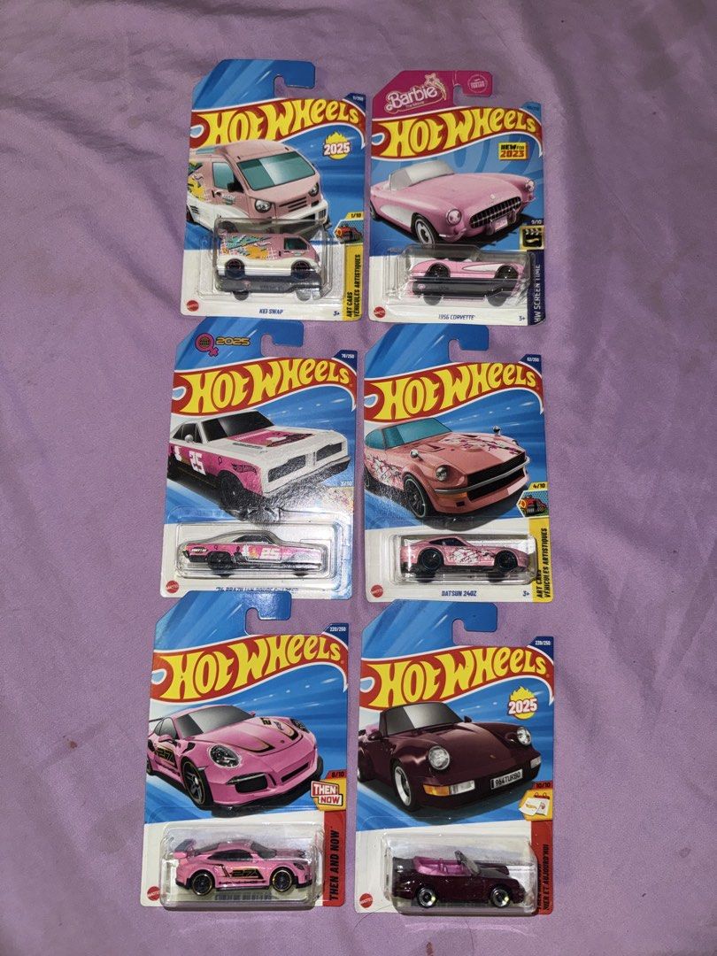 Hot Wheels Diecast Cars - Various Models (Category: Vehicle & Diecast Models) located in Manila. Submitted by allysonoca76199 (Listing ID 1460246710, Image 2). Description: - Pink Hot Wheels - Includes: 1956 Corvette, Porsche, Datsun 240Z, and more - All cars are in original, unopened packaging - Ideal for collectors and for play - Sold as set or individual .
