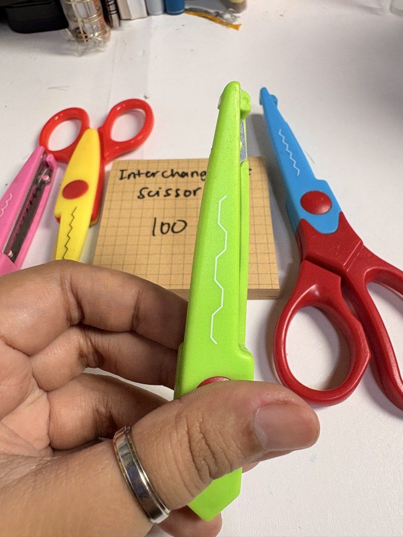 Interchangeable Design Scissors (Category: Stationery & School Supplies) located in Pasig City. Submitted by purplewingsph1 (Listing ID 1460108225, Image 3). Description: PAYO Only. Strictly no COD. (Please view my Carousell profile for proof of legitimacy: purplewingsph1) Mode of payment: Gcash, Maya, or Bank transfer (Seabank or UB) Mode of Delivery: Buyer will shoulder shipping. Can do Same-day-delivery within Metro Manila (Via Lalamove or Gra
