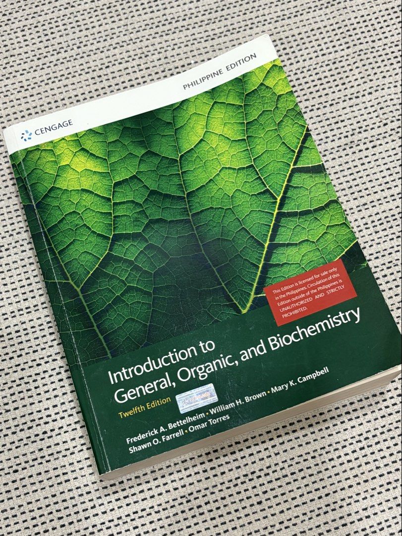 Introduction to General, Organic, and Biochemistry (Category: Textbooks) located in Manila. Submitted by cpaa.aaa (Listing ID 1460188807, Image 1). Description: 12th edition Biochemistry General Chemistry Organic Chemistry No annotations & highlights Never used.