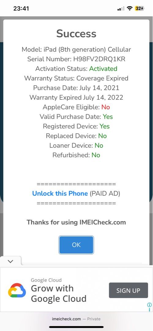 IPAD 8th Gen with CELLULAR (Category: iPad) located in Manila. Submitted by jsphnflrs (Listing ID 1460271799, Image 3). Description: IPAD 8TH GEN 128GB UNIT ONLY!! LATEST IOS VERSION 26 no issue no history repair good performance clear camera both fingerprint true tune working smooth touch all working Issue: scratch lang po sa likod dahil sa casing. Wala ng iba Reason for selling: nagbabawas lang ng mga gamit na nakatambak Meet up: Bulacan / Quez