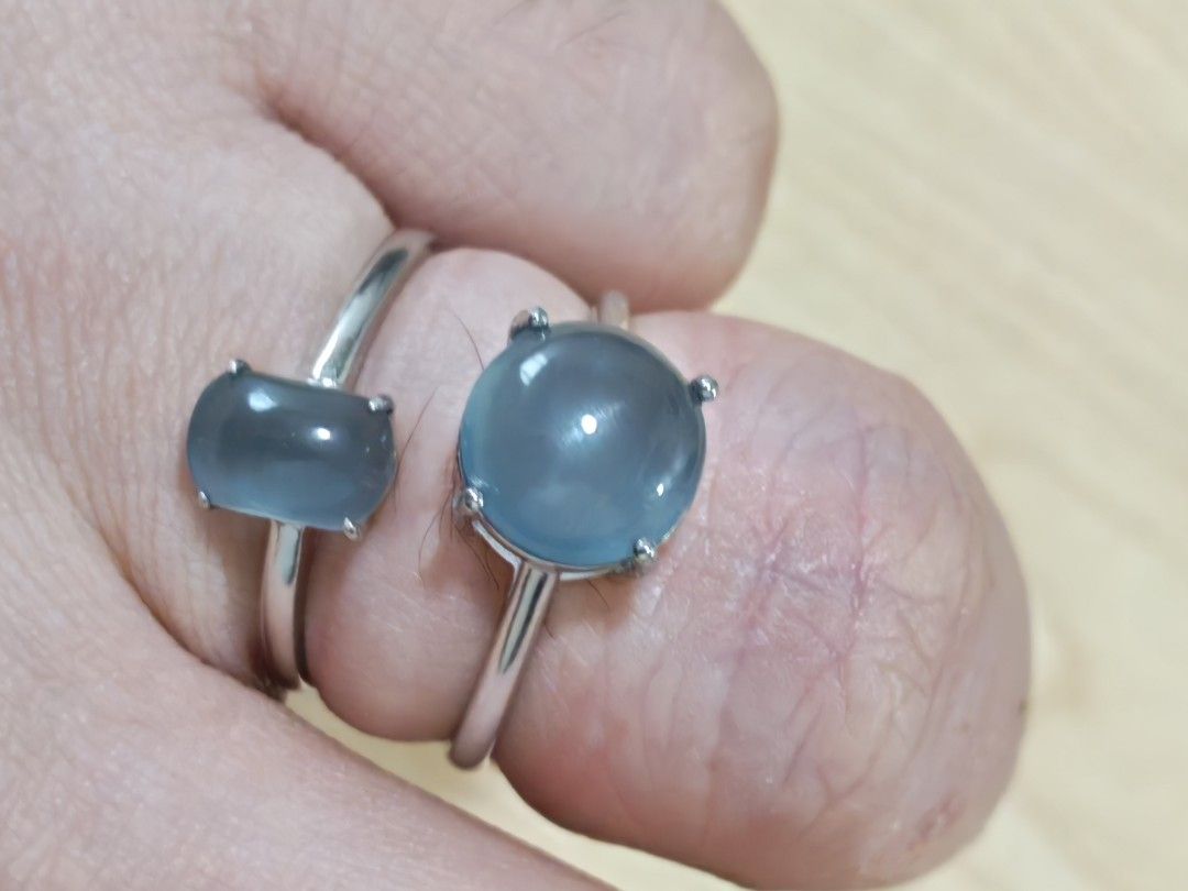 Jade ring customized (Category: Luxury Accessories) located in Bacoor. Submitted by jadeitemaster (Listing ID 1460133247, Image 1). Description: Guatemala Olmec Blue Jadeite Type A Very rare! Bigger stone - 14K Smaller stone - 30K You buy the stone, the setting is on S925 sterling silver but this is for free only. You can later set this to 18k gold setting. Smaller stone is more icier so more expensive..