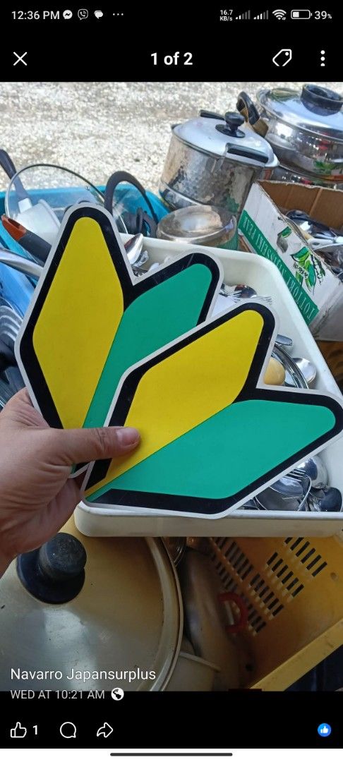 Japanese Beginner Driver Sticker (Wakaba Mark) (Category: Other Stationery & Craft) located in Angeles City. Submitted by yellowbrickstore (Listing ID 1460156284, Image 1). Description: - Set of Japanese beginner driver stickers (wakaba marks) - Includes green and yellow marks - Ideal for new drivers in Japan - Can be applied to cars or other surfaces - Feel free to ask any questions!.