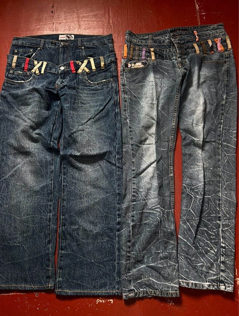 Japanese Double Waist Jeans (Category: Jeans) located in Lucena. Submitted by proxyhere (Listing ID 1460206449, Image 1). Description: Japanese Double Waist Jeans jungle storm double waist jeans size 32 length 39 thighs 11 knee 8 leg op 7.5 inseam 11.5 Japanese Label with Studds, Rhinestones. size 31 length 40 thighs 10 knee 7.5 leg op 6.5 .
