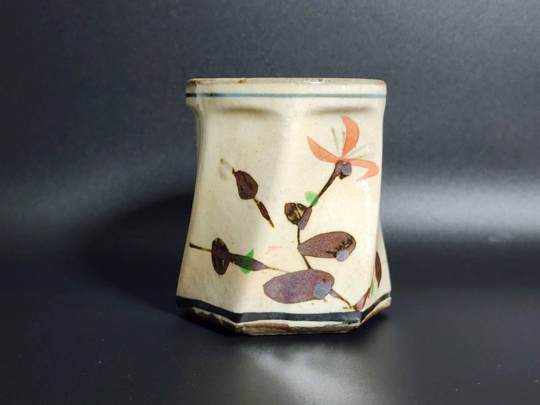 Japanese Mashiko-Style Stoneware Cup (Category: Other Kitchenware & Tableware) located in Quezon City. Submitted by lacasetta (Listing ID 1460236218, Image 1). Description: Japanese Mashiko-style stoneware cup with a faceted form, warm cream glaze, and expressive hand-painted floral decoration in earthy orange, brown and green. Finished with an impressed potter’s seal to the base. A quietly sophisticated example of Japanese studio pottery, appeal