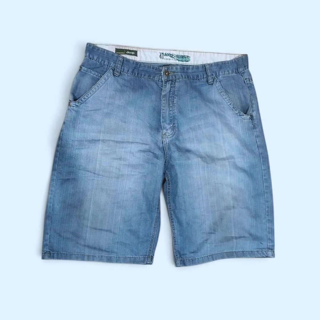 Jeep Denim Shorts (Category: Shorts) located in Indang. Submitted by shanlennon09 (Listing ID 1460200806, Image 1). Description: - Brand: Jeep - waist 40 - Style: Light wash denim shorts - Features: Classic five-pocket design, button and zip closure - Fit: Comfortable for everyday wear - Occasion: Great for casual outings.