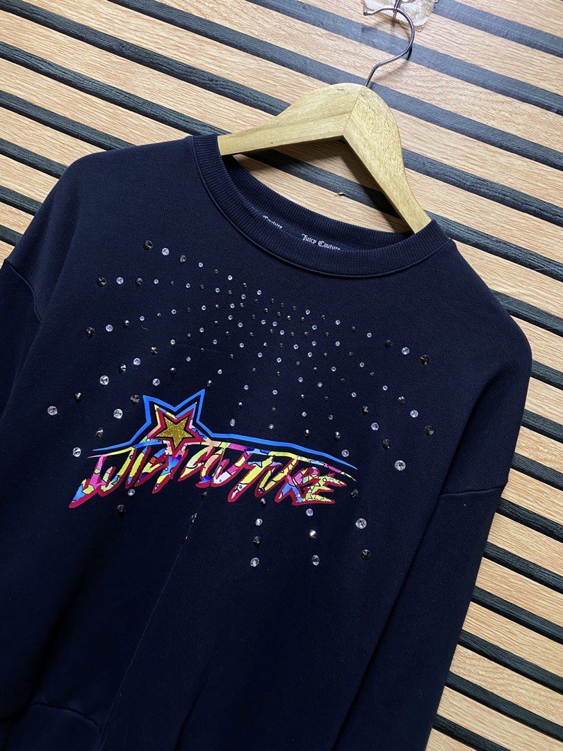JUICY COUTURE CREWNECK (Category: Longsleeves) located in Makati City. Submitted by drip.poww (Listing ID 1460240027, Image 2). Description: - Authentic Juicy Couture - Color: Black - Size: Meduim - Dimes: 21x24 - Authentic - Excellent condition - Need wash, fresh from bale - Material: 100% Cotton Please don’t expect too much—these are thrifted (ukay) items. 😊 !!STILL NEGOTIABLE!!.