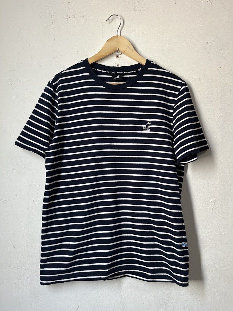 Kangol T-shirt (Category: Tshirts & Polo Shirts ) located in Cagayan de Oro. Submitted by vigo999 (Listing ID 1460153968, Image 1). Description: Kangol T-Shirt -Black and white striped short-sleeve T-shirt from Kangol featuring the brand’s kangaroo logo embroidered on the chest. Size L best fit Medium Condition: As new Color rate: 10/10 No issues Dimes: 21x27 .
